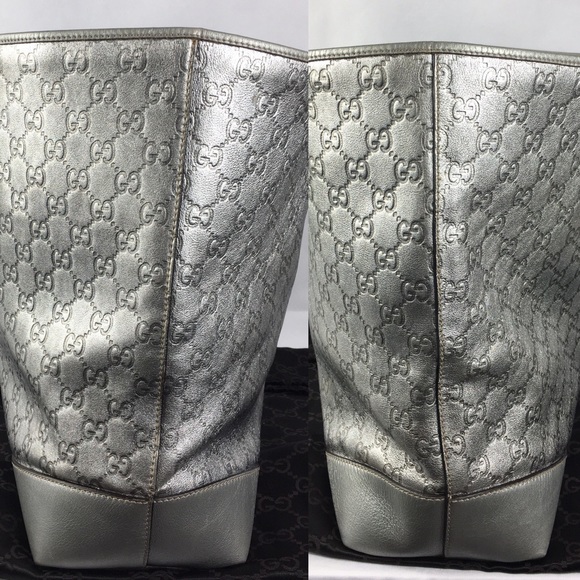💎HUGE PLATINUM GUCCI LEATHER TOTE - Picture 6 of 16
